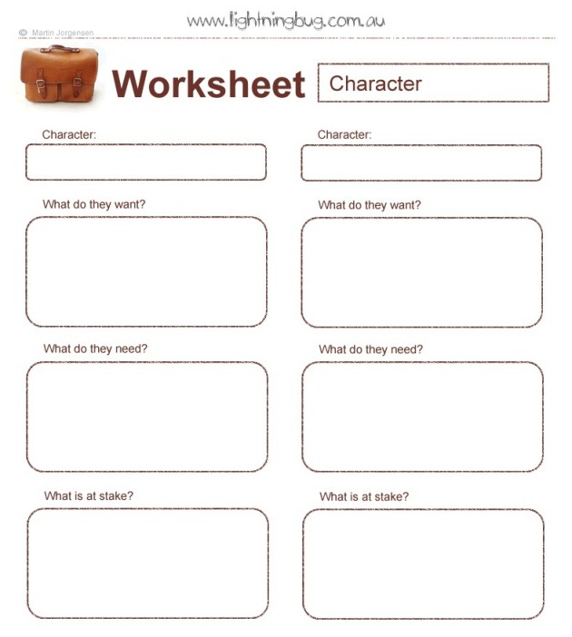 The Two Main Characters - A Writer's Worksheet The Two Main Characters - A Writer's Worksheet