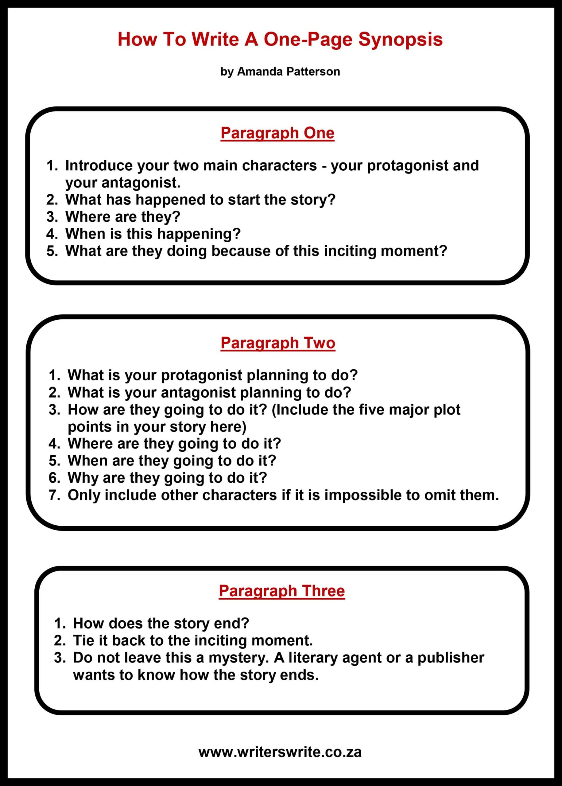 How To Write A One-Page Synopsis - Template How To Write A One-Page Synopsis - Template
