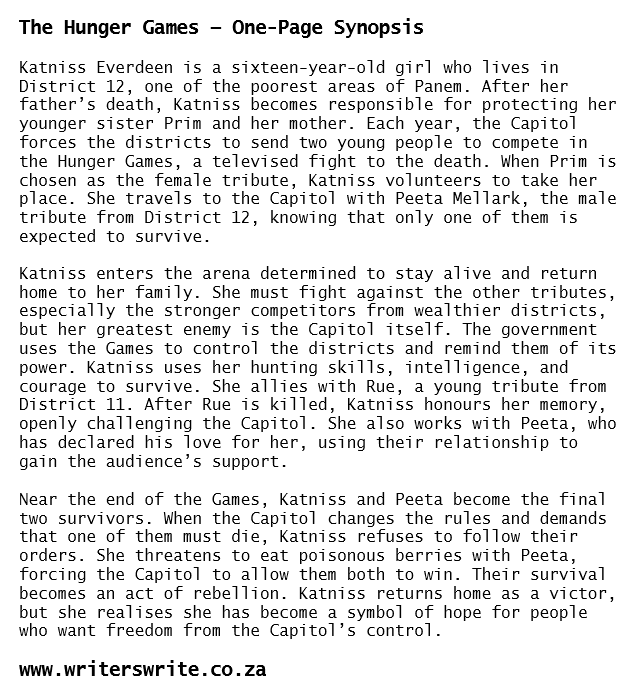 The Hunger Games - One-Page Synopsis