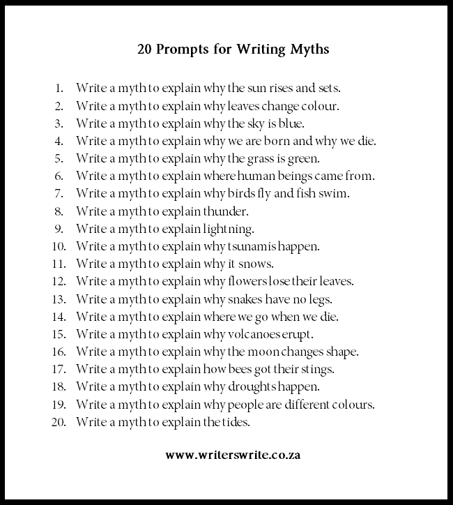 20 Myths To Use As Writing Prompts 20 Myths To Use As Writing Prompts