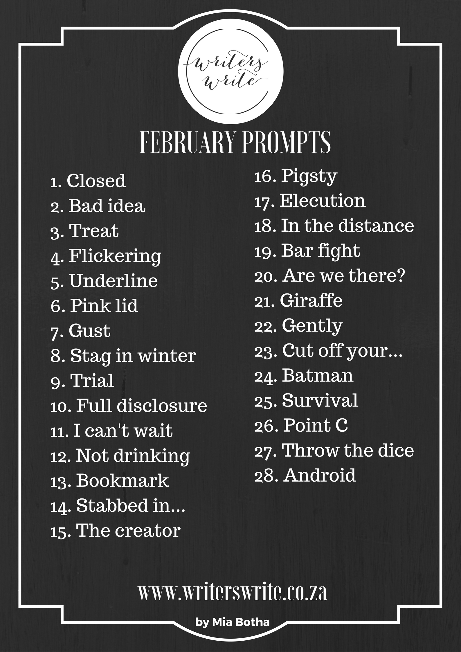 Writing Prompts For February 2017 28 Writing Prompts For February 2017