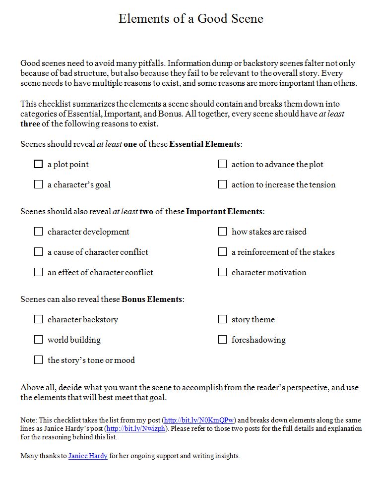 Scene - Checklist Scene Checklist