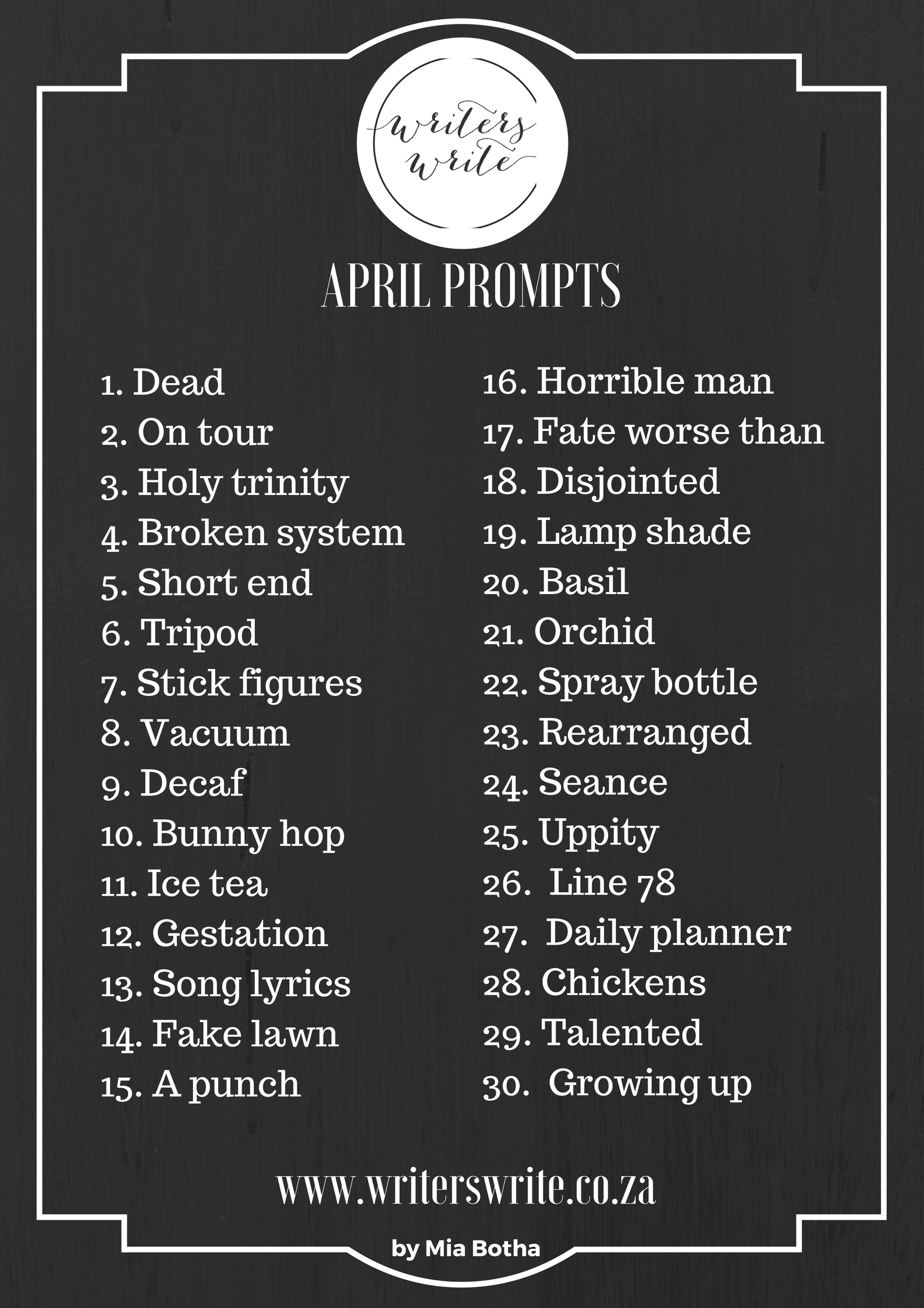 30 Writing Prompts For April 2017 30 Writing Prompts For April 2017
