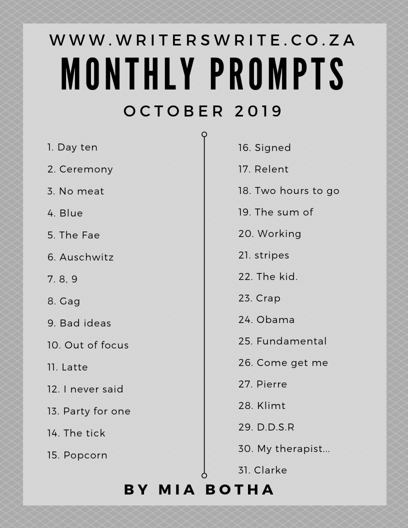 31 Writing Prompts For October 2019 31 Writing Prompts For October 2019