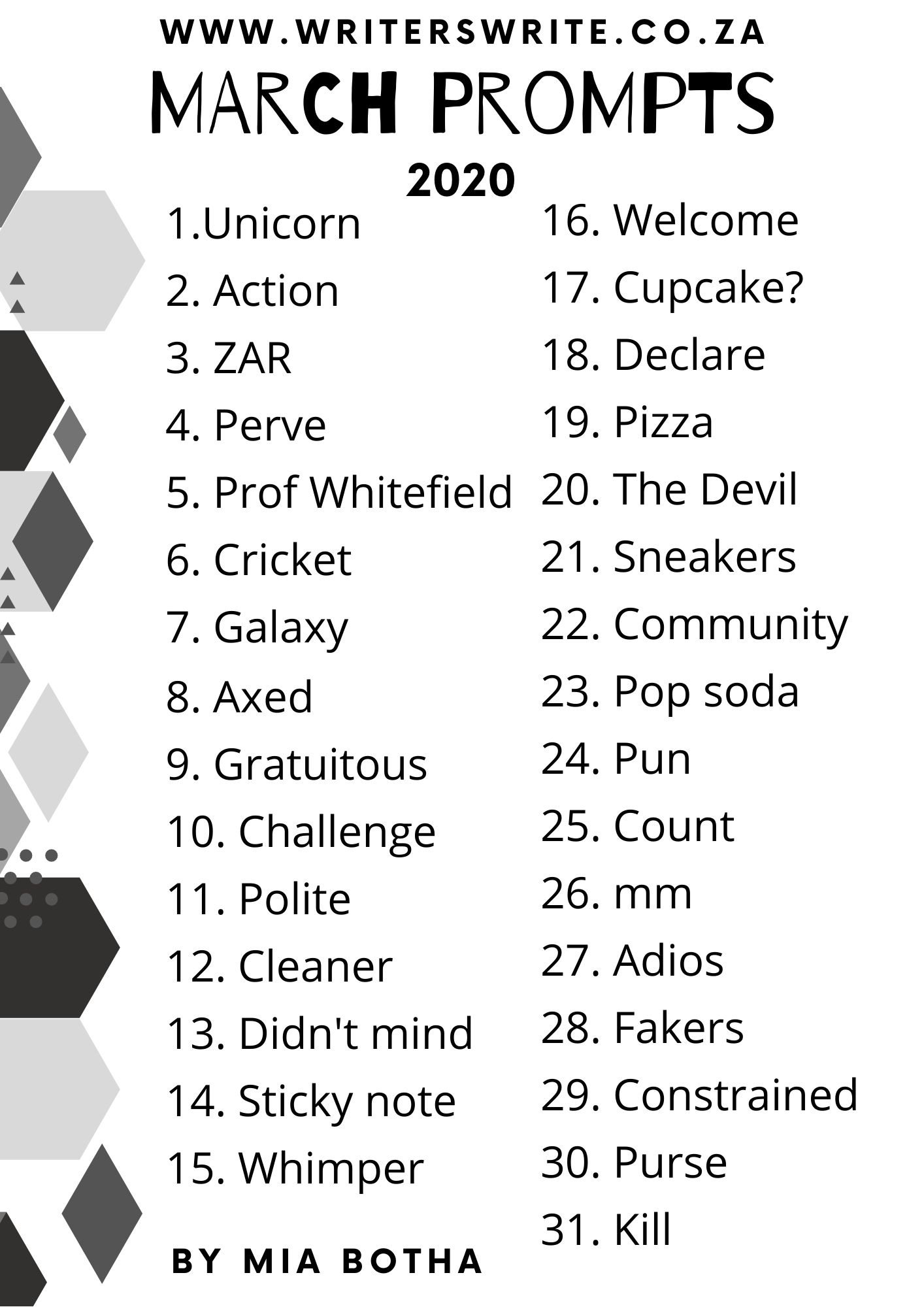 31 Writing Prompts For March 2020 31 Writing Prompts For March 2020