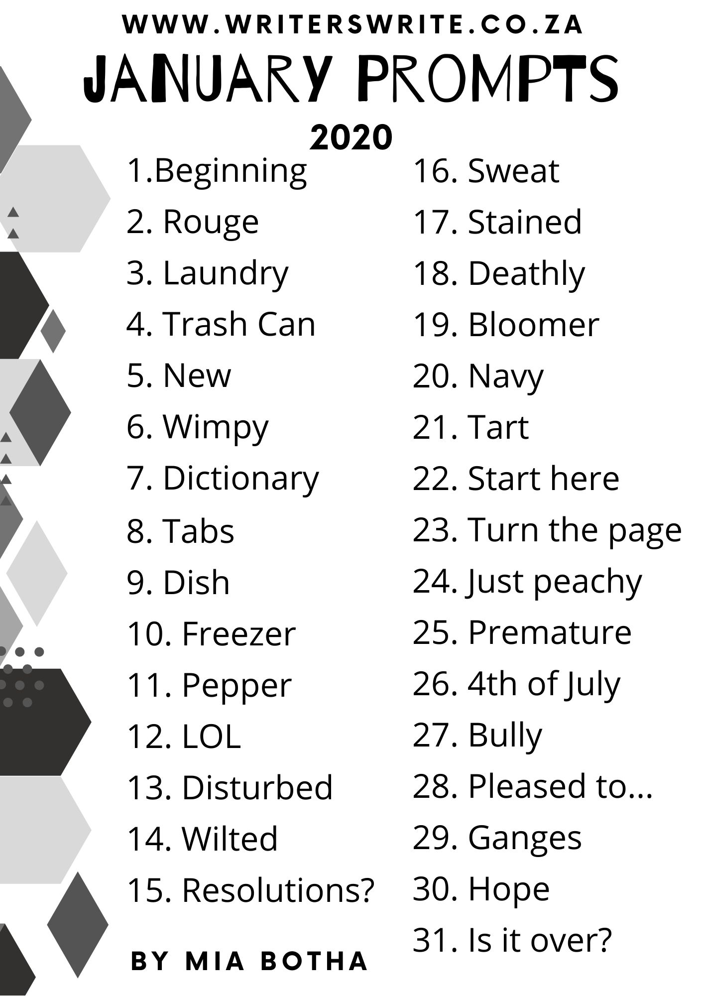 31 Writing Prompts For January 2020 31 Writing Prompts For January 2020