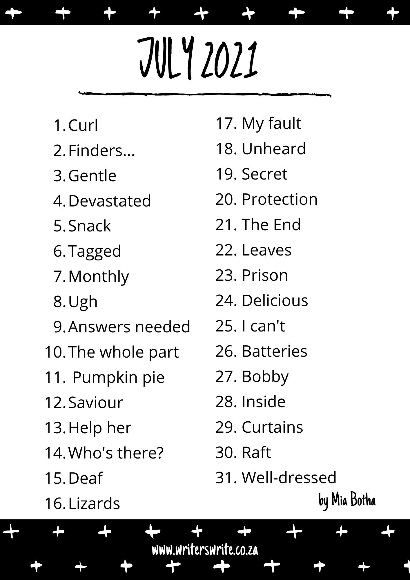 31 Writing Prompts For July 2021 31 Writing Prompts For July 2021