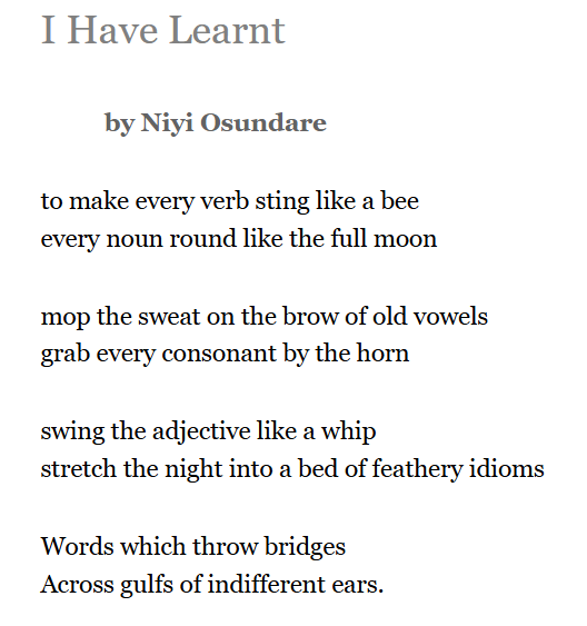 I Have Learnt By Niyi Osundare