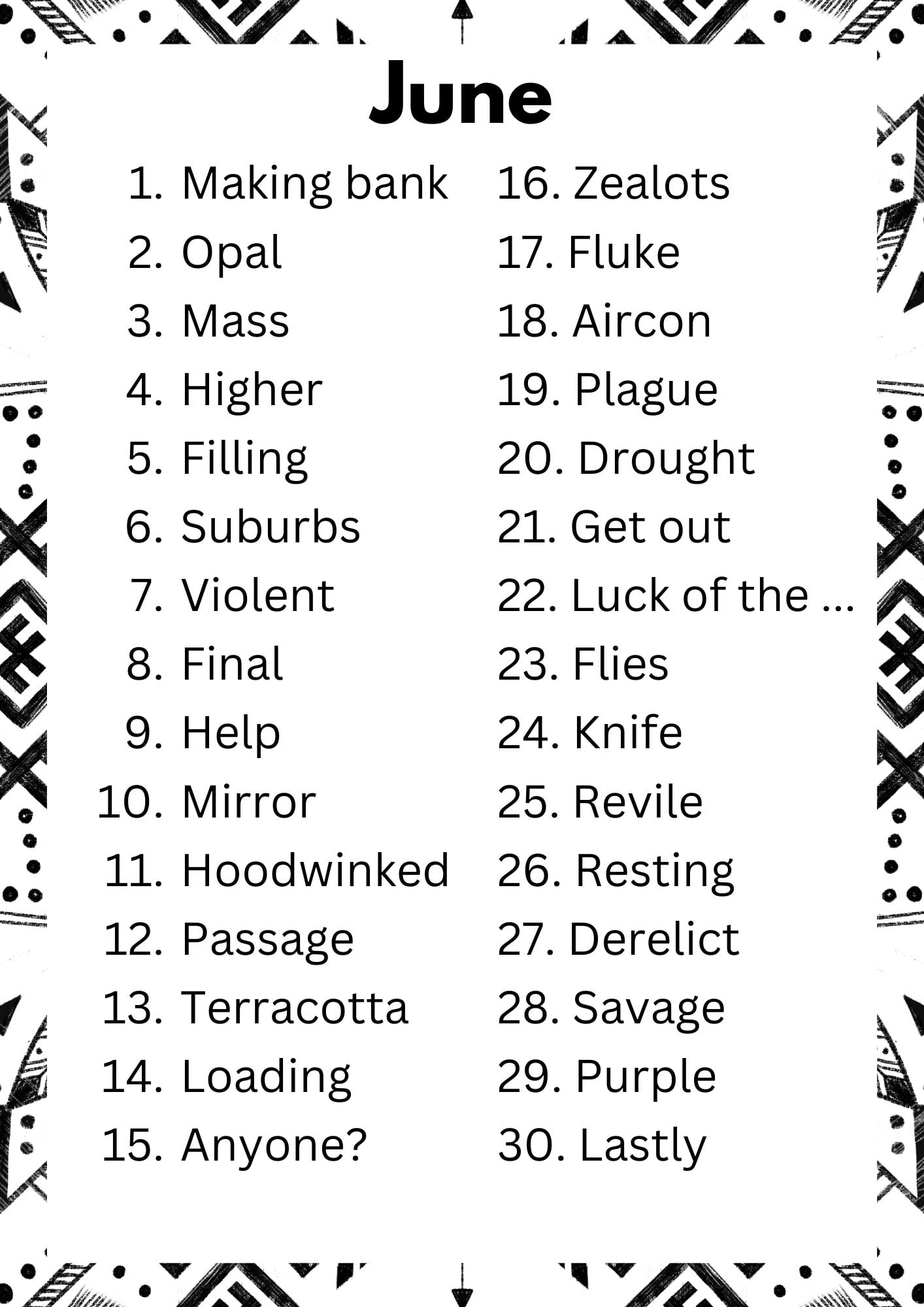 30 Writing Prompts For June 2026 Writing Prompts June 2026